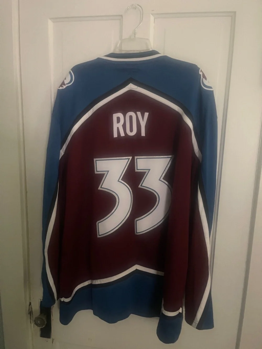 Patrick Roy Fanatics Blue and Burgundy Vintage Hockey Jersey Tag 3XL - Picture 3 of 3